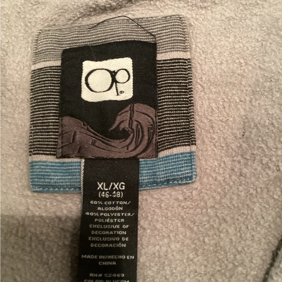 OP Zip Up Hoodie Size XL, Gray,Blue Stripes - Picture 8 of 9